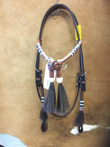 Jose Gonzalez Rolled Leather Headstall with Rawhide